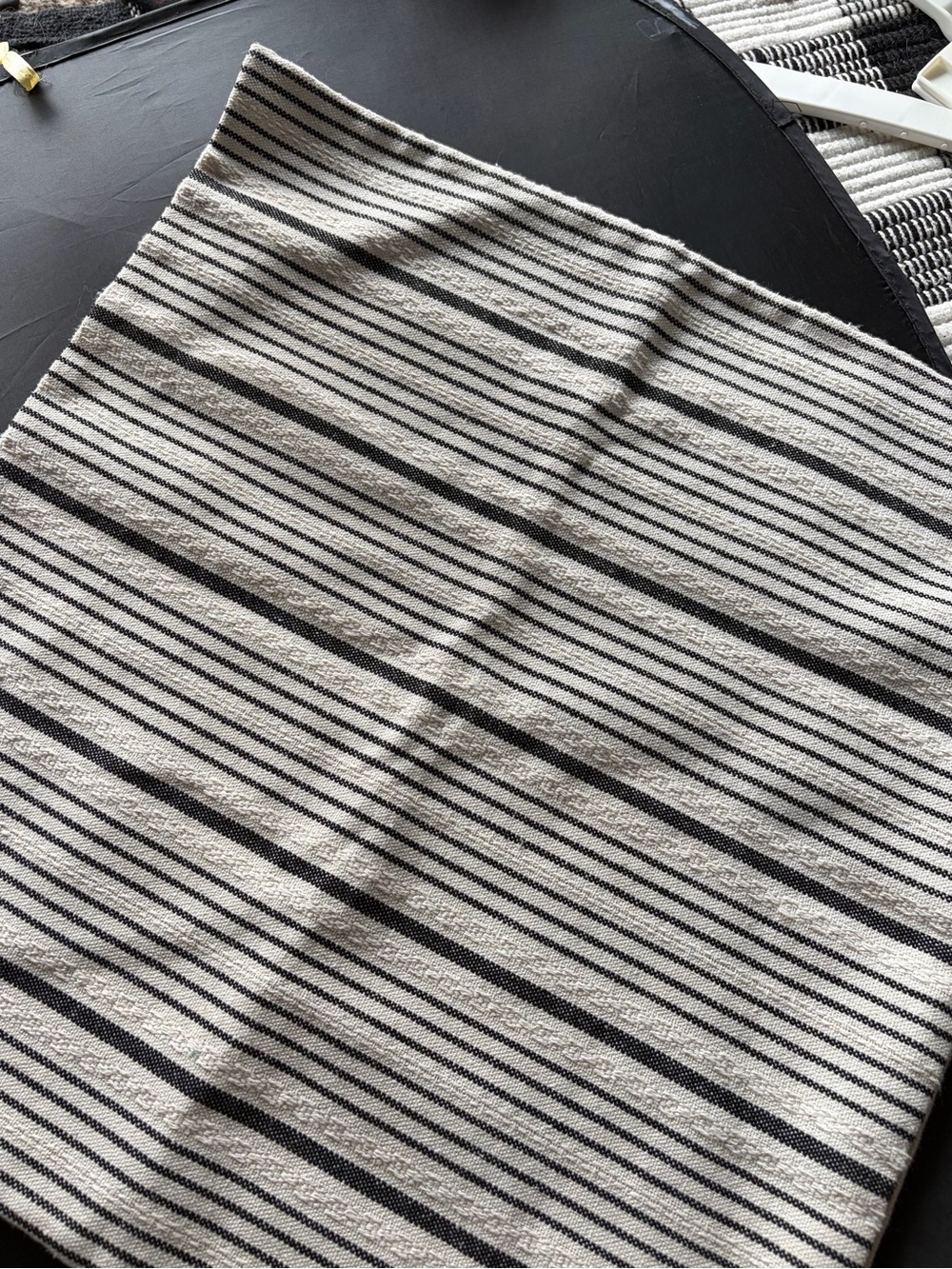 Striped Neutral Throw Pillow Cover in Black Navy and Cream